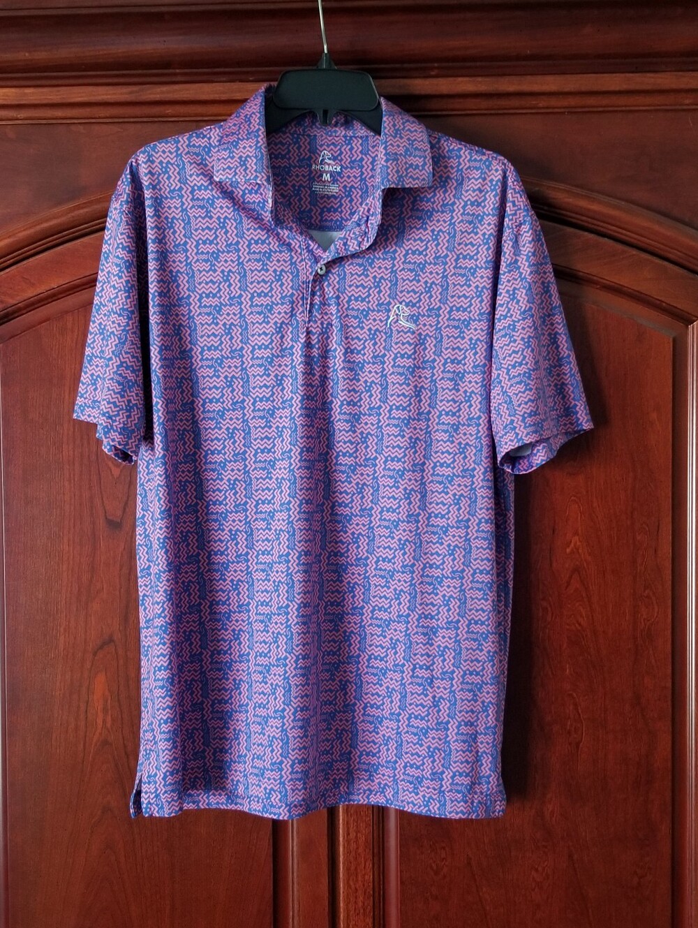 Rhoback The Birdie Abstract Waves Performance Polo Size M